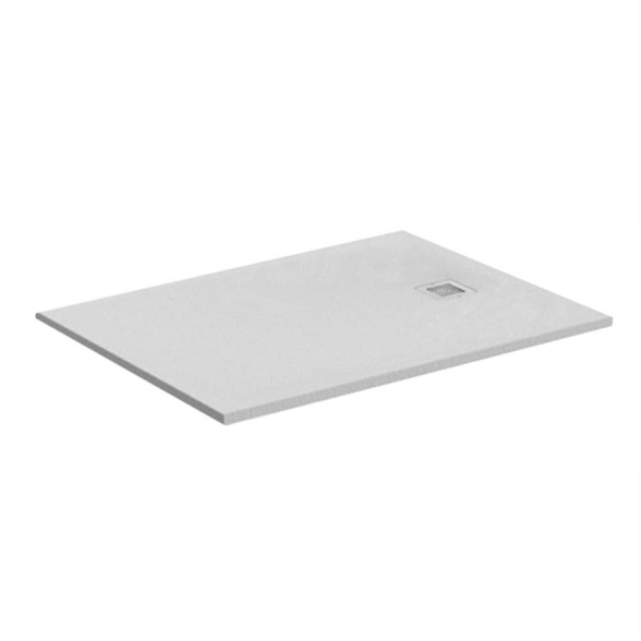 Piatto doccia FLAT 80x120 cm grigio chiaro effetto pietra in mineralmarmo con griglia e piletta sifonata Jonathan