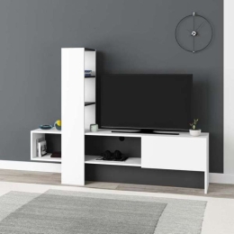 Mobile porta TV 180 cm bianco e antracite con libreria Troya