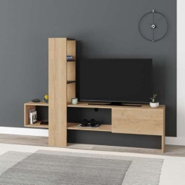 Mobile porta TV 180 cm rovere e antracite con libreria Troya
