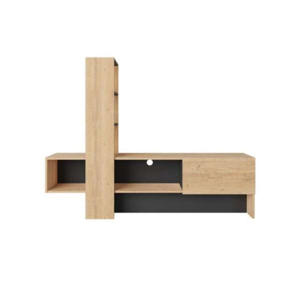 Mobile porta TV 180 cm rovere e antracite con libreria Troya