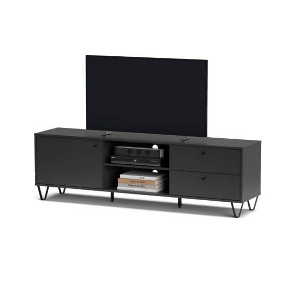 Mobile TV 180 Cm Con Anta Cassetti E Vani A Giorno Aldo Antracite