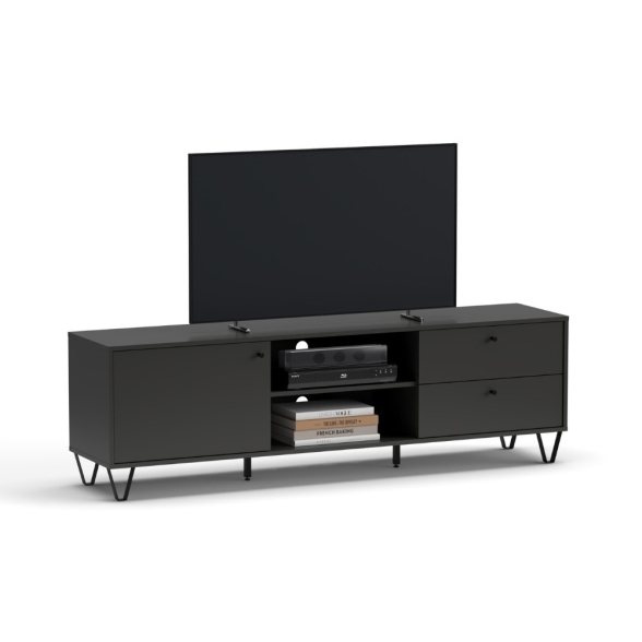 Mobile TV 180 Cm Con Anta Cassetti E Vani A Giorno Aldo Antracite