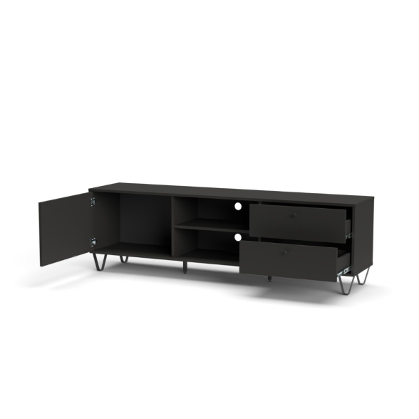 Mobile TV 180 Cm Con Anta Cassetti E Vani A Giorno Aldo Antracite