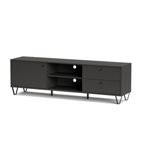 Mobile TV 180 Cm Con Anta Cassetti E Vani A Giorno Aldo Antracite
