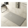 Piatto doccia FLAT 80x120 cm grigio chiaro effetto pietra in mineralmarmo con griglia e piletta sifonata Jonathan