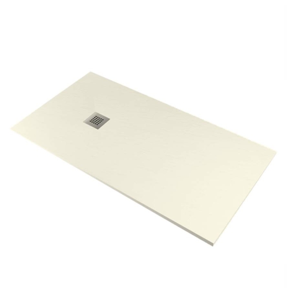 Piatto doccia FLAT 80x120 cm beige effetto pietra in mineralmarmo con griglia e piletta sifonata Jonathan