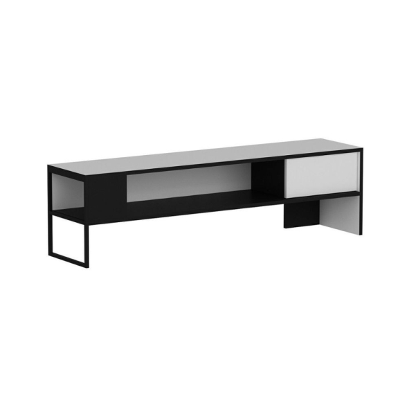 Mobile TV 150x35x42 Con Anta E Vano A Giorno Concord Bianco E Nero
