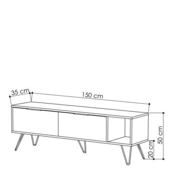 Mobile Porta Tv 150 Cm Con Piedini In Metallo Furoki Effetto Legno