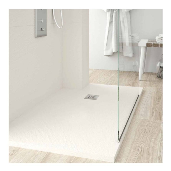 Piatto doccia FLAT 80x120 cm beige effetto pietra in mineralmarmo con griglia e piletta sifonata Jonathan