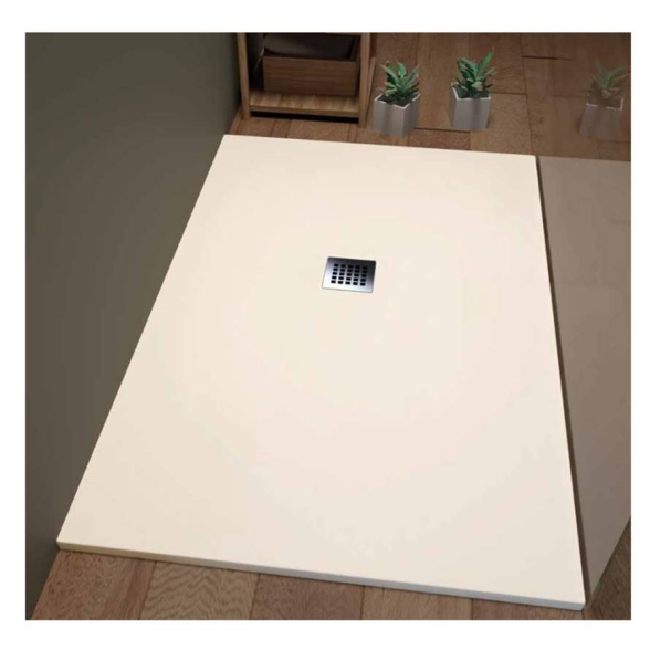 Piatto doccia FLAT 80x120 cm beige effetto pietra in mineralmarmo con griglia e piletta sifonata Jonathan