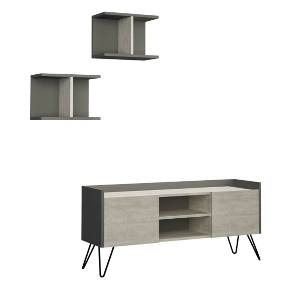 Mobile Porta TV 120 Cm Con Ante E Mensole Klappe Bianco E Antracite