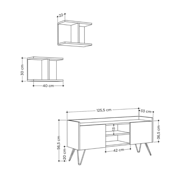 Mobile Porta TV 120 Cm Con Ante E Mensole Klappe Bianco E Antracite