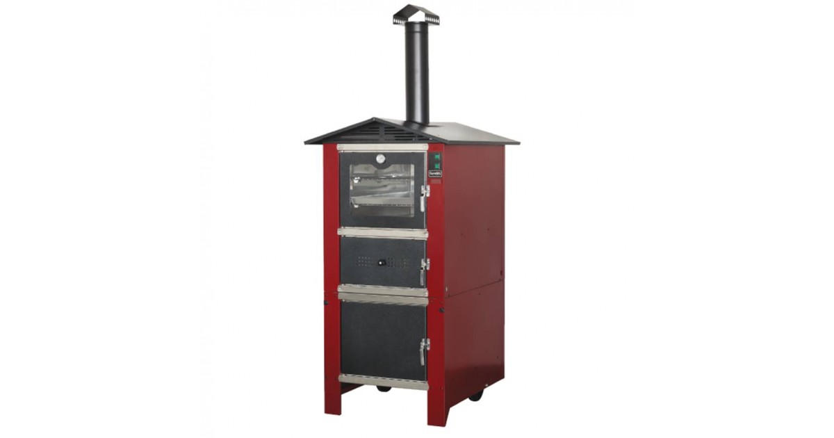 Forno a legna da esterno in acciaio 74 x 106 x h 230 bordeaux Easy Sunday