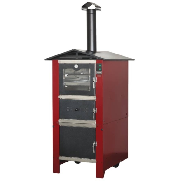 Forno a legna da esterno in acciaio 74 x 106 x h 230 bordeaux Easy Sunday