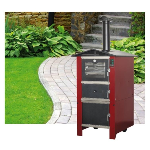 Forno a legna da esterno in acciaio 74 x 106 x h 230 bordeaux Easy Sunday