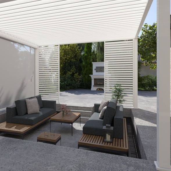 Pergola bioclimatica Ombréa autoportante 4x4M in alluminio