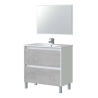 Mobile bagno 80 cm con lavabo e specchio bianco/cemento - Dakota 99420