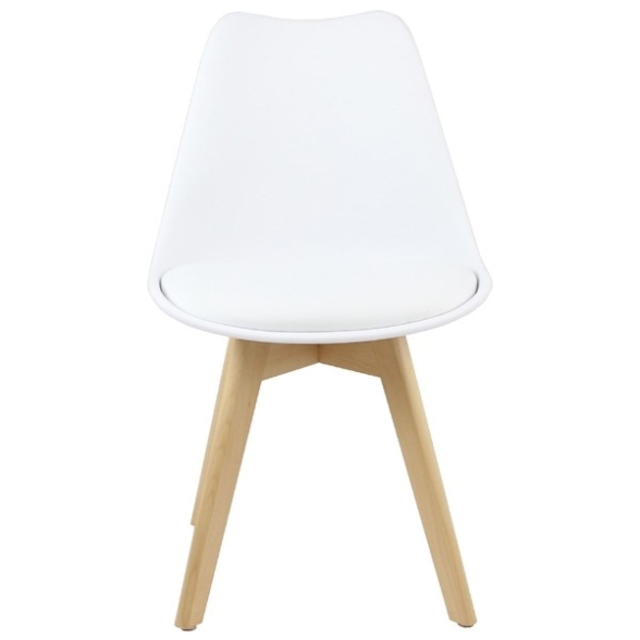 Sedia Nordica Con Gambe In Legno Bianca E Cuscino Design Moderno