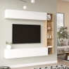 Mobile TV Sospeso Con Libreria E Modulo Superiore Zen Rovere E Bianco