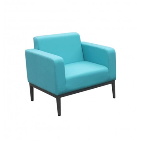 Salotto da esterno in tessuto con divano, poltrone, tavolino e cuscini Vienna Azzurro