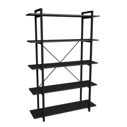 Libreria 5 Ripiani Stile Industrial 120x34x180 Jonah Antracite