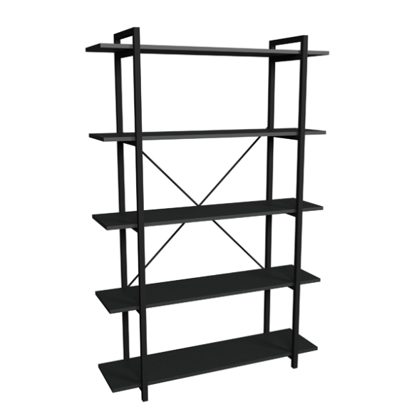 Libreria 5 Ripiani Stile Industrial 120x34x180 Jonah Antracite