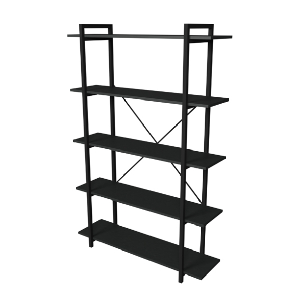 Libreria 5 Ripiani Stile Industrial 120x34x180 Jonah Antracite