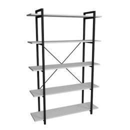 Libreria 5 Ripiani Stile Industrial 120x34x180 Jonah Bianca