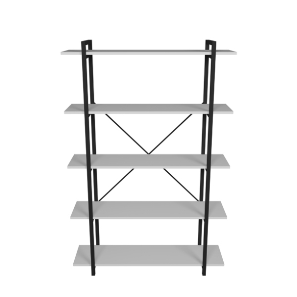 Libreria 5 Ripiani Stile Industrial 120x34x180 Jonah Bianca