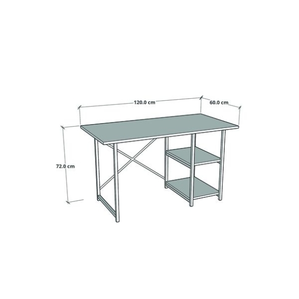 Scrivania Stile Industrial 120x60x72 Con Ripiani Laterali Adam Antracite