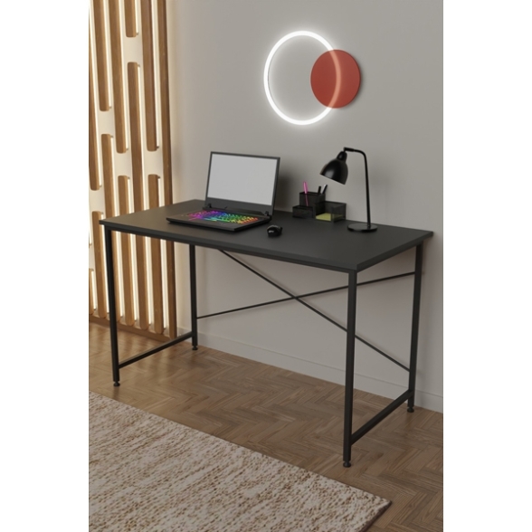 Scrivania Stile Industrial Ferro E Legno 120x60x73 Adam Antracite