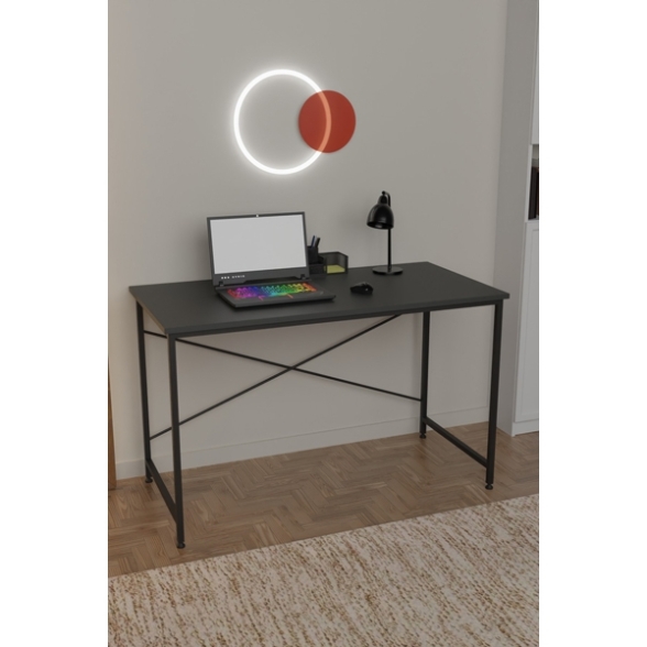 Scrivania Stile Industrial Ferro E Legno 120x60x73 Adam Antracite