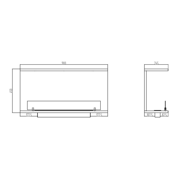 Camino a bioetanolo da incasso Trifacciale biocamino 90x45 cm TREVI 90