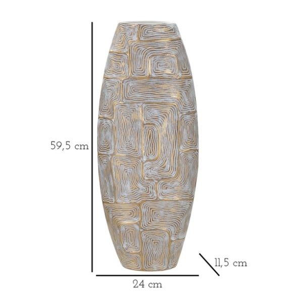 Vaso in resina con decorazioni 24X11,5X59,5 cm modello Eclisse 
