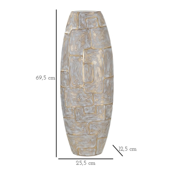 Vaso in resina con decorazioni 25,5X12,5X69,5 cm modello Eclisse 