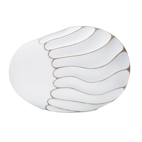 Vaso in resina con decorazioni in rilievo 34X11,5X24,5 cm bianco