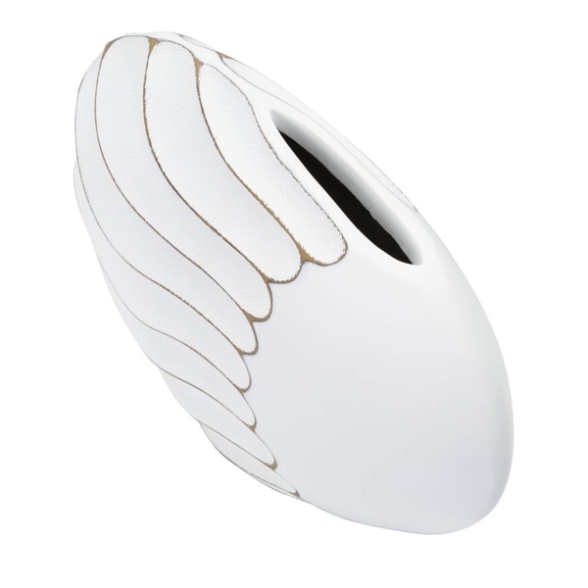 Vaso in resina con decorazioni in rilievo 34X11,5X24,5 cm bianco