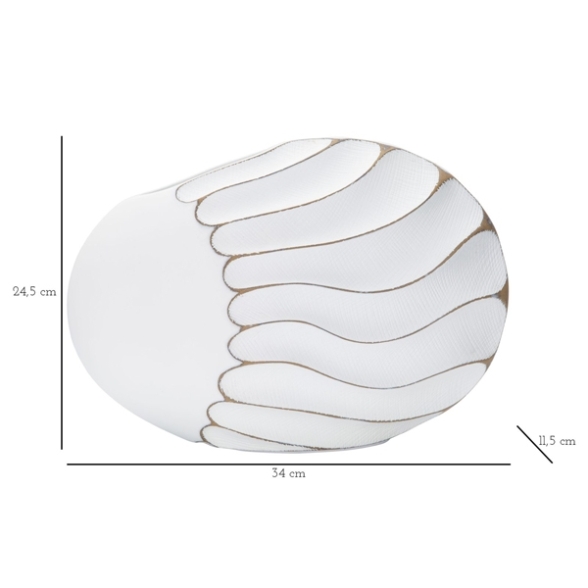 Vaso in resina con decorazioni in rilievo 34X11,5X24,5 cm bianco