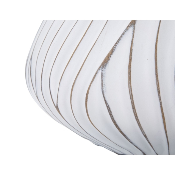 Vaso in resina rotondo con decorazioni in rilievo Ø 40X20 cm bianco