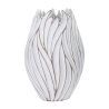 Vaso ovale in resina decorazioni ondulate in rilievo Ø 27X41,5 bianco