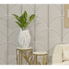 Vaso ovale in resina decorazioni ondulate in rilievo Ø 27X41,5 bianco