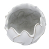 Vaso rotondo in resina decorazioni ondulate a foglie Ø 44X37 cm bianco