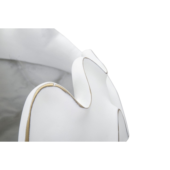 Vaso rotondo in resina decorazioni ondulate a foglie Ø 44X37 cm bianco