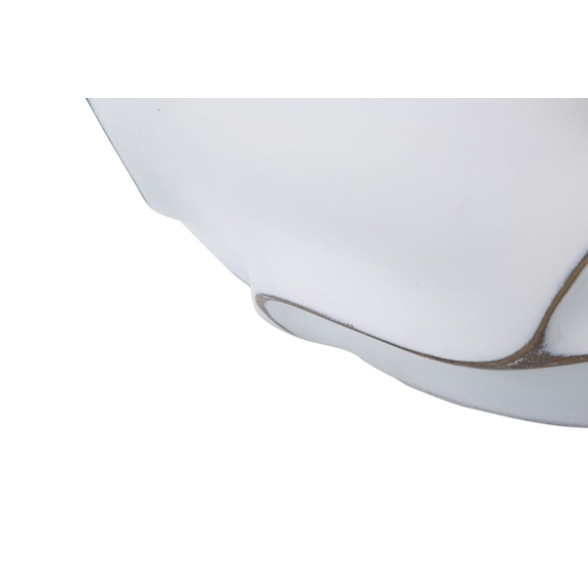 Vaso rotondo in resina decorazioni ondulate a foglie Ø 44X37 cm bianco