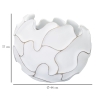 Vaso rotondo in resina decorazioni ondulate a foglie Ø 44X37 cm bianco