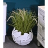 Vaso rotondo in resina decorazioni ondulate a foglie Ø 44X37 cm bianco