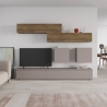 Parete Attrezzata 250 Cm Base Moka E Pensili Noce Effetto Legno Licia