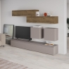 Parete Attrezzata 250 Cm Base Moka E Pensili Noce Effetto Legno Licia
