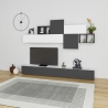 Parete Attrezzata Base TV 260 Cm E Pensili Antracite E Bianco Tromen