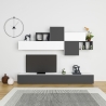 Parete Attrezzata Base TV 260 Cm E Pensili Antracite E Bianco Tromen